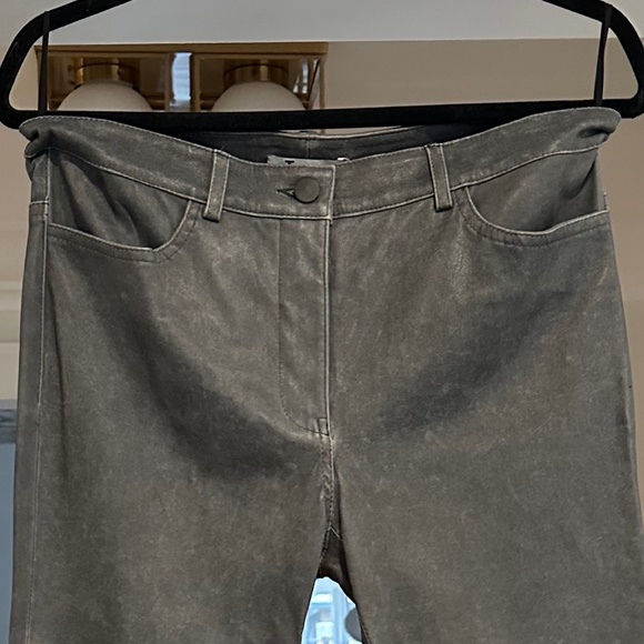 NWT - T by Alexander Wang Gray Stretch Distressed 100% Lamb Leather Pants -Sz 29 - Picture 7 of 16
